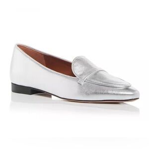 Malone Souliers Bruni Metallic Leather Loafers Silver EU 38.5 / US 8